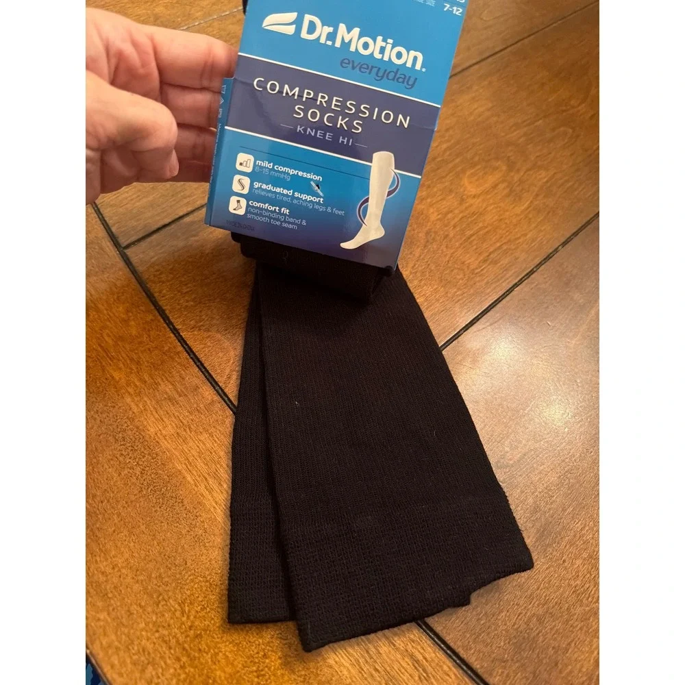 Dr. Motion Mens Compression Socks Knee Hi Black Mild 8-15 mmHg ZMK201 Size 10-13